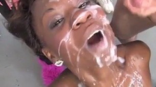 Ebony interracial bukkake gangbang